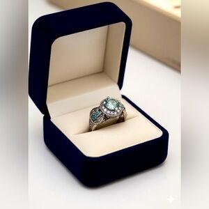 Silver and Blue Gemstone Ring